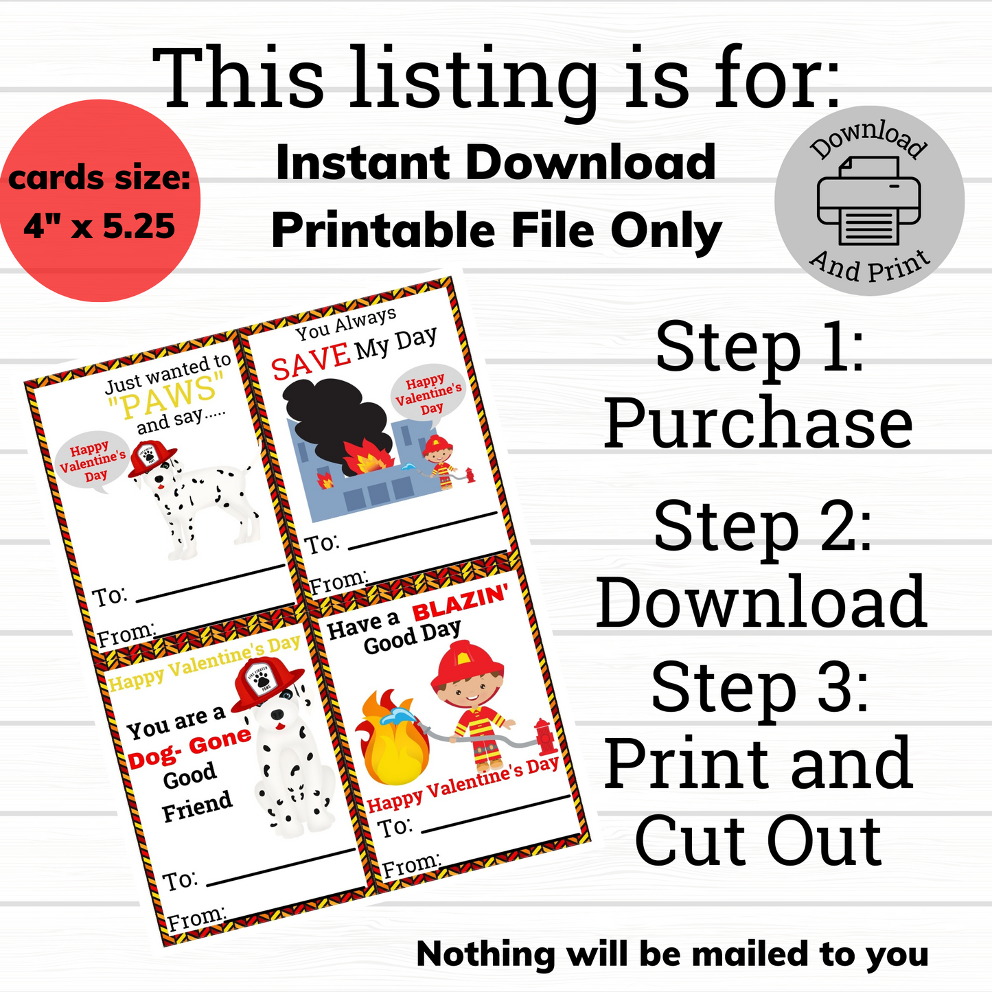 how to order Printable Firefighter Valentine Set 1