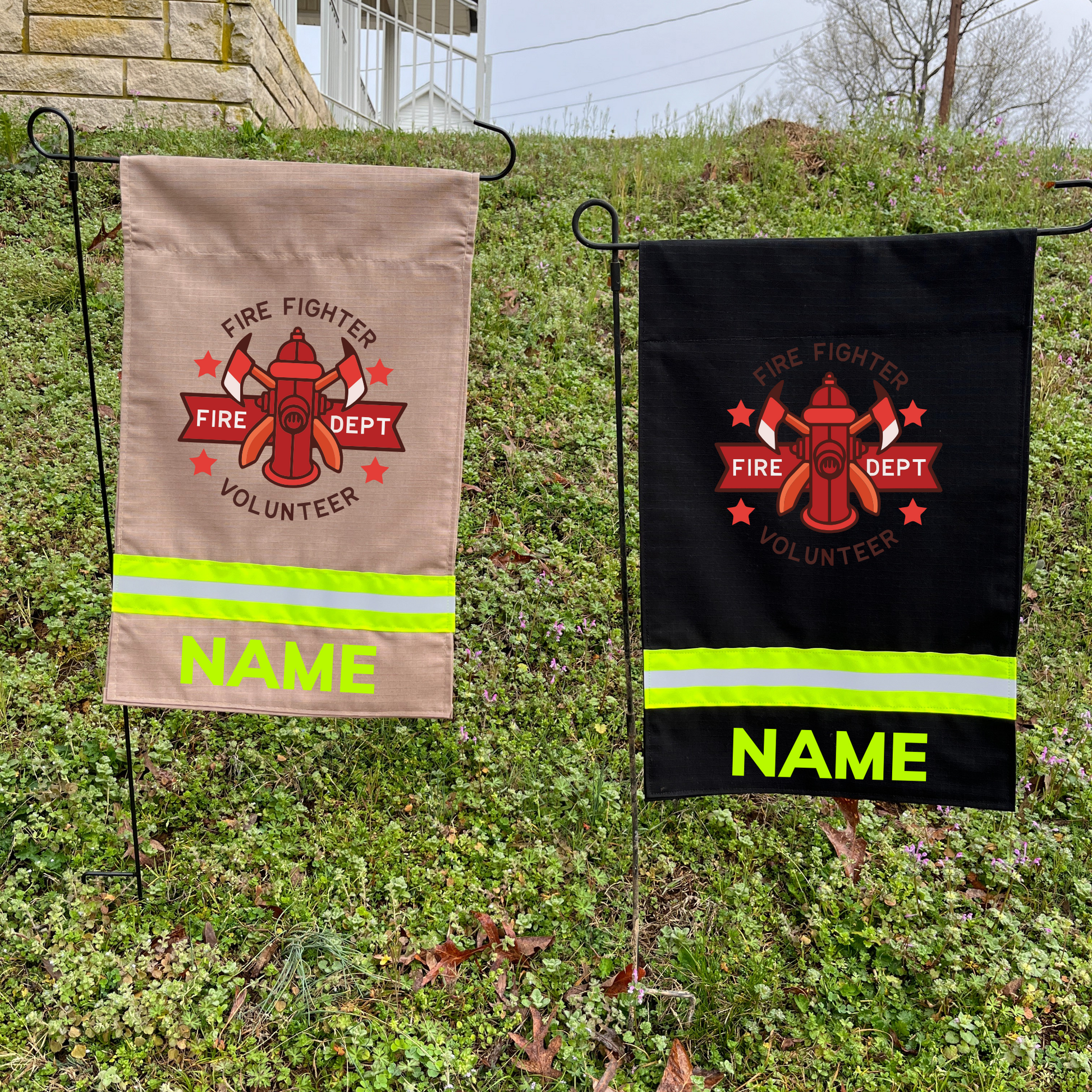 Fire Fighter Volunteer garden flag
