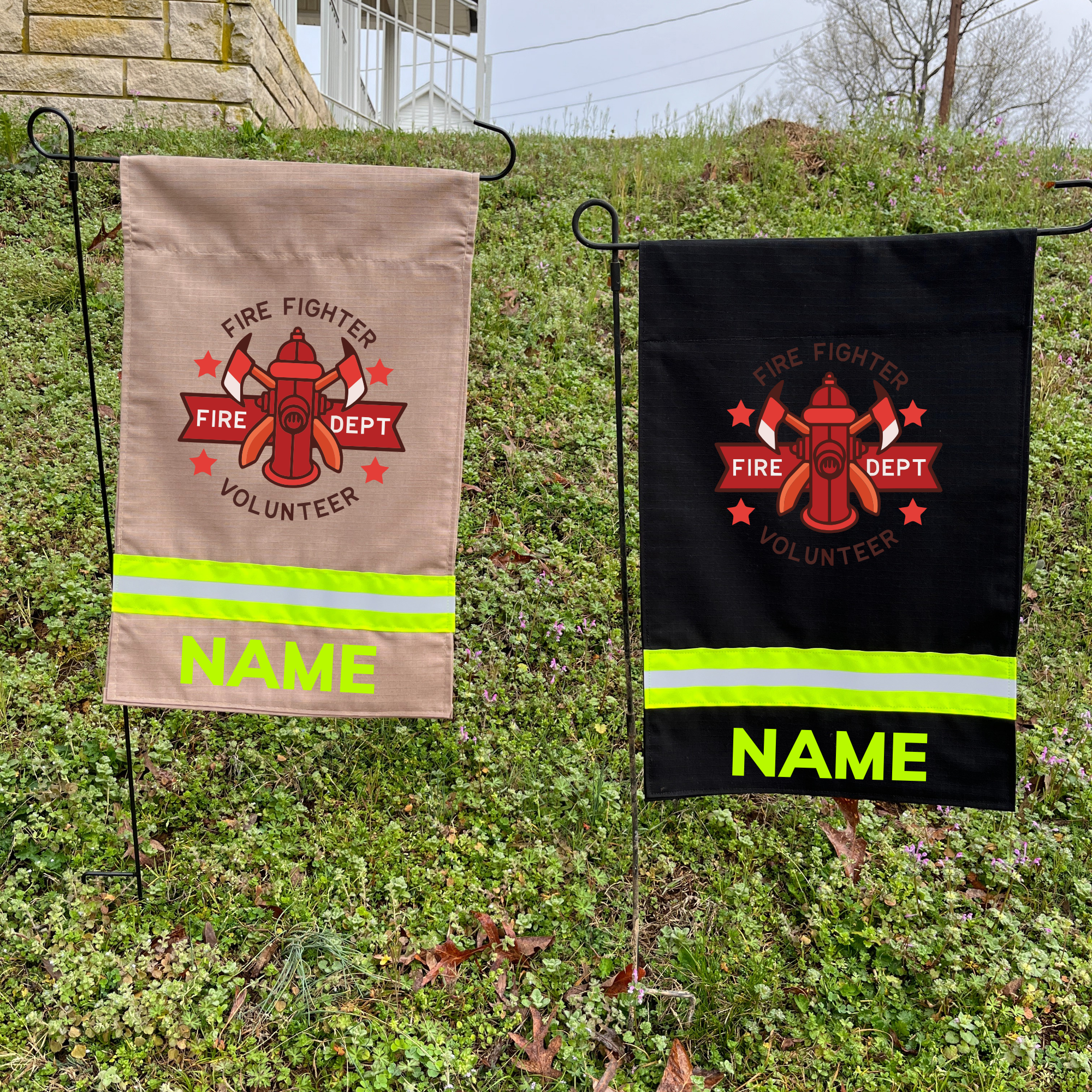Fire Fighter Volunteer garden flag
