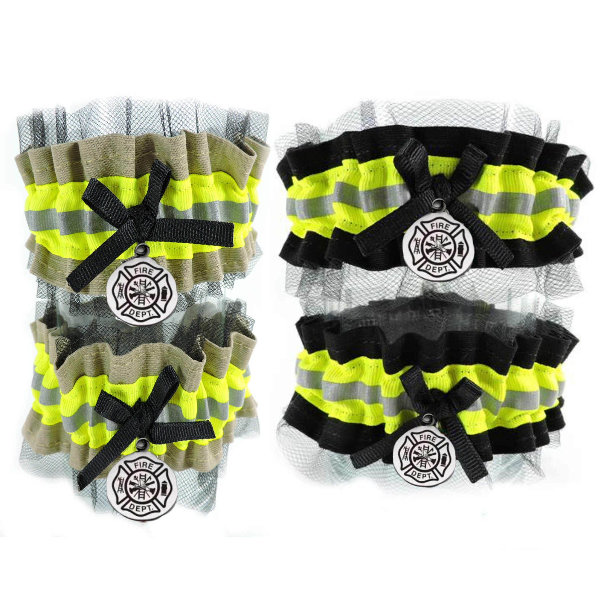 Firefighter Wedding Garter with Tulle set