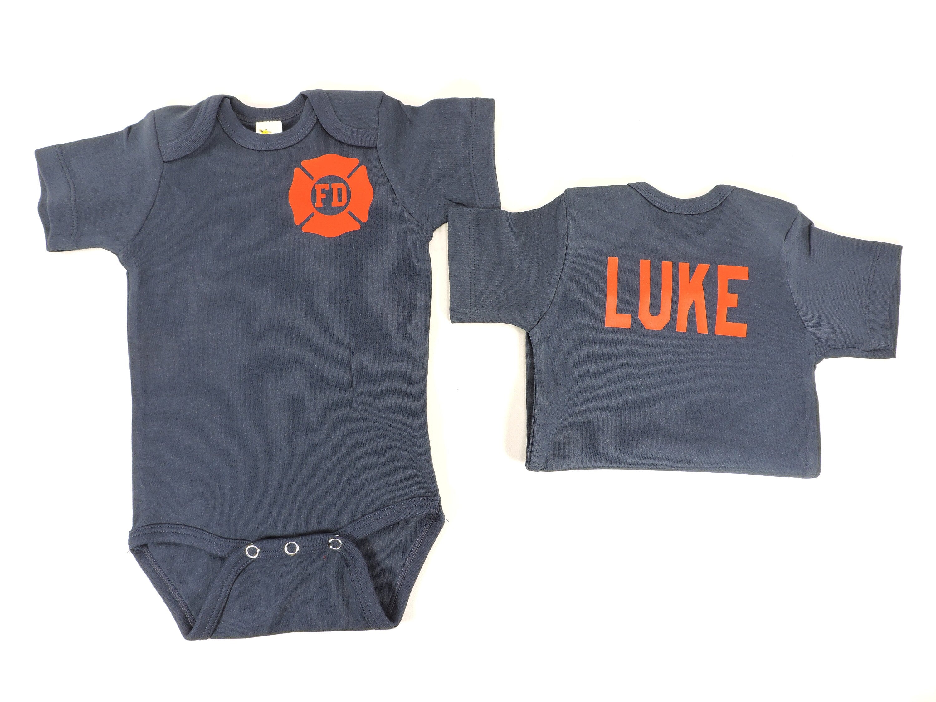 Blue Shirt Maltese Cross Firefighter Baby  Shirt