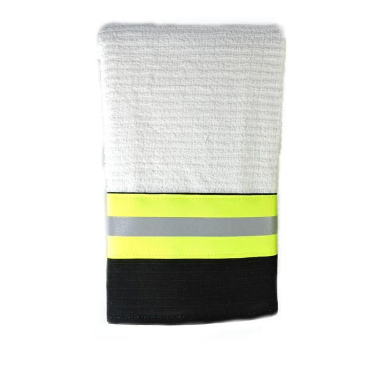 black fabric with neon yellow reflective tape Firefighter Kitchen Towel