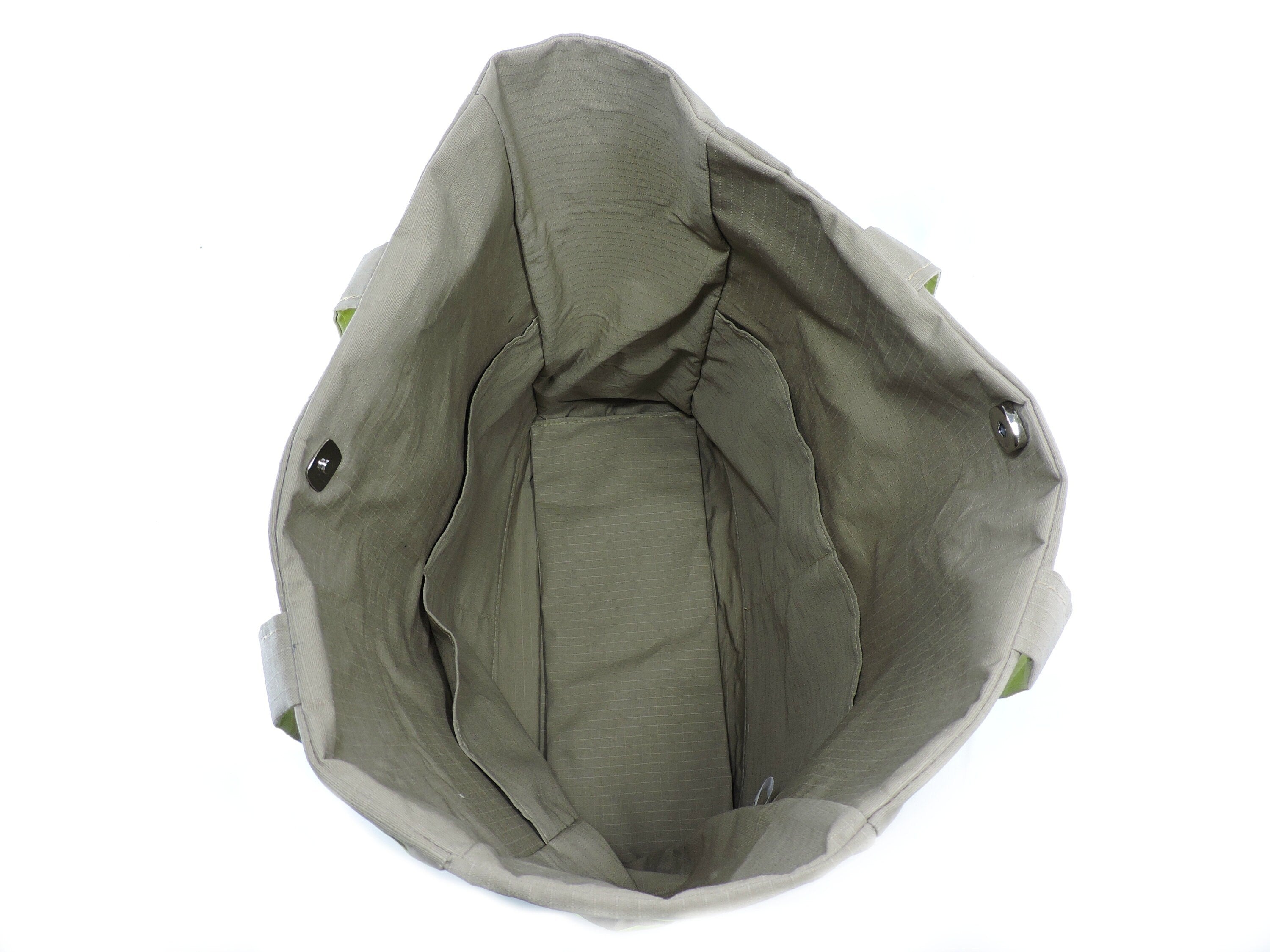 inside of firefighter diaper bag snap view