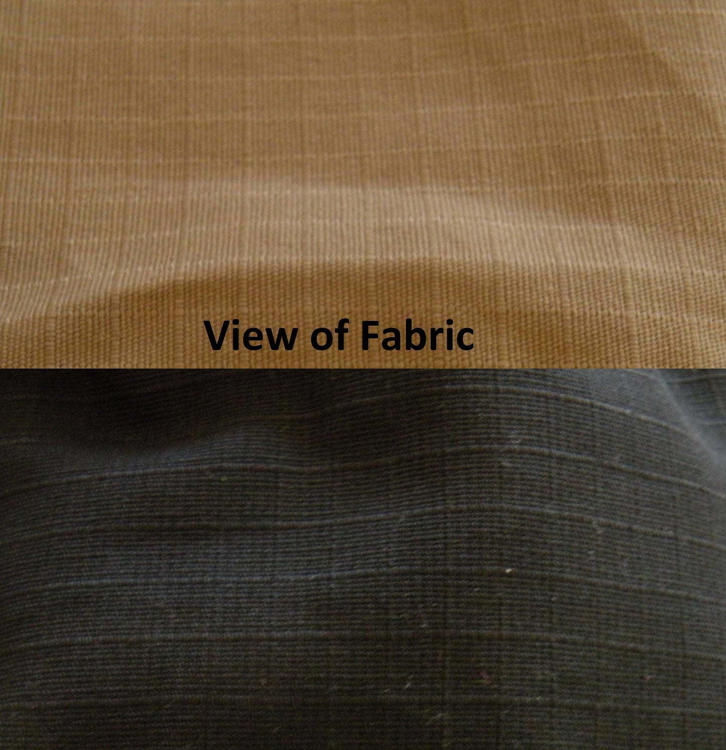 view of tan and black fabric 100% cotton ripstop 