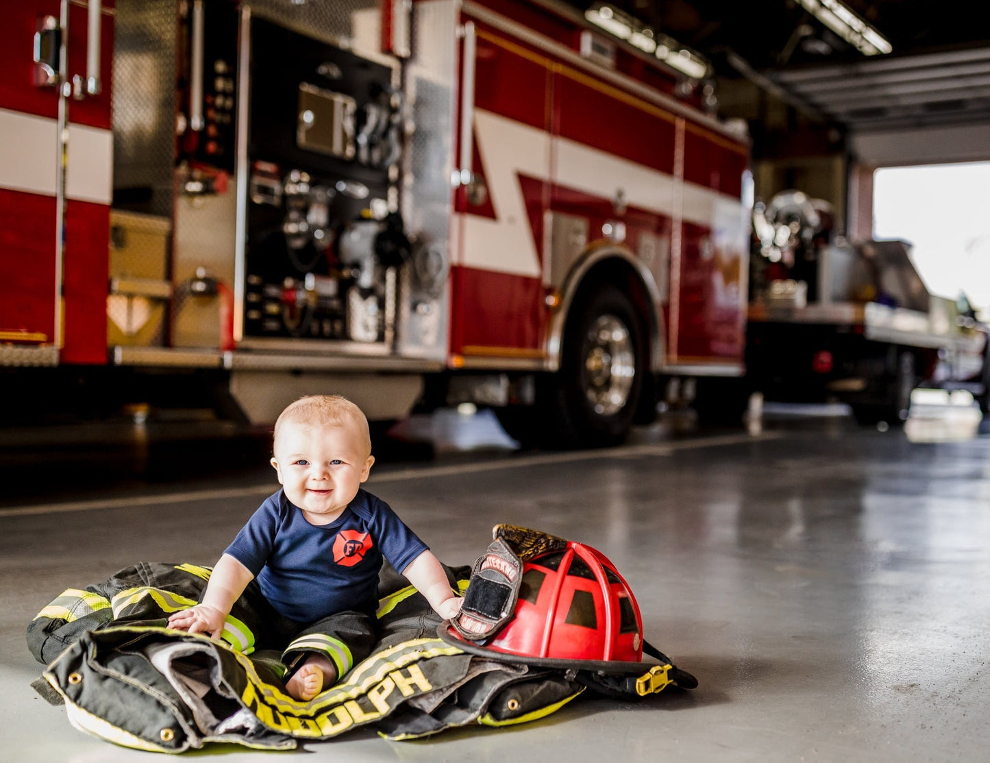 baby wearing Baby Boy Firefighter Costume