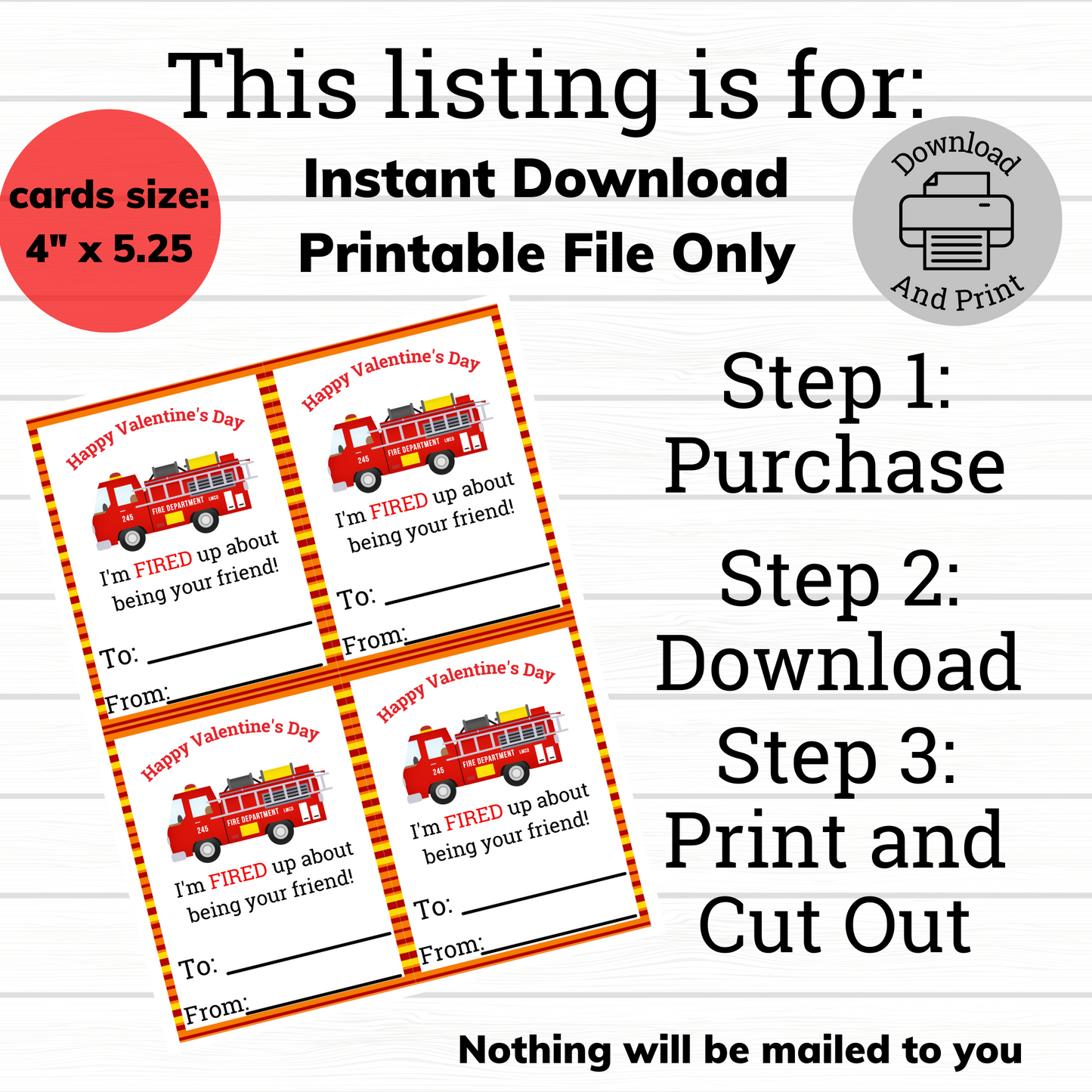 how to order Printable Firefighter Valentine, Happy Valentine's Day Fire Truck