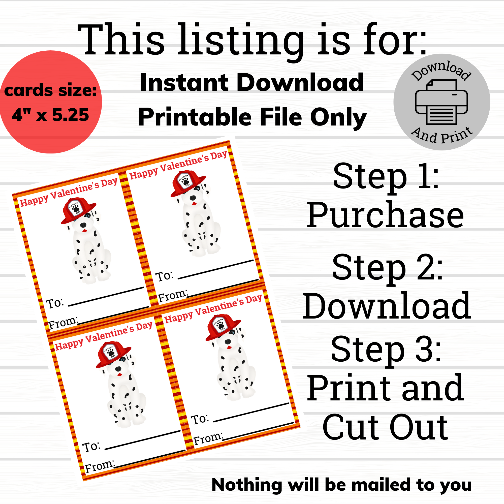 how to order Printable Firefighter Valentine, Dalmatian 