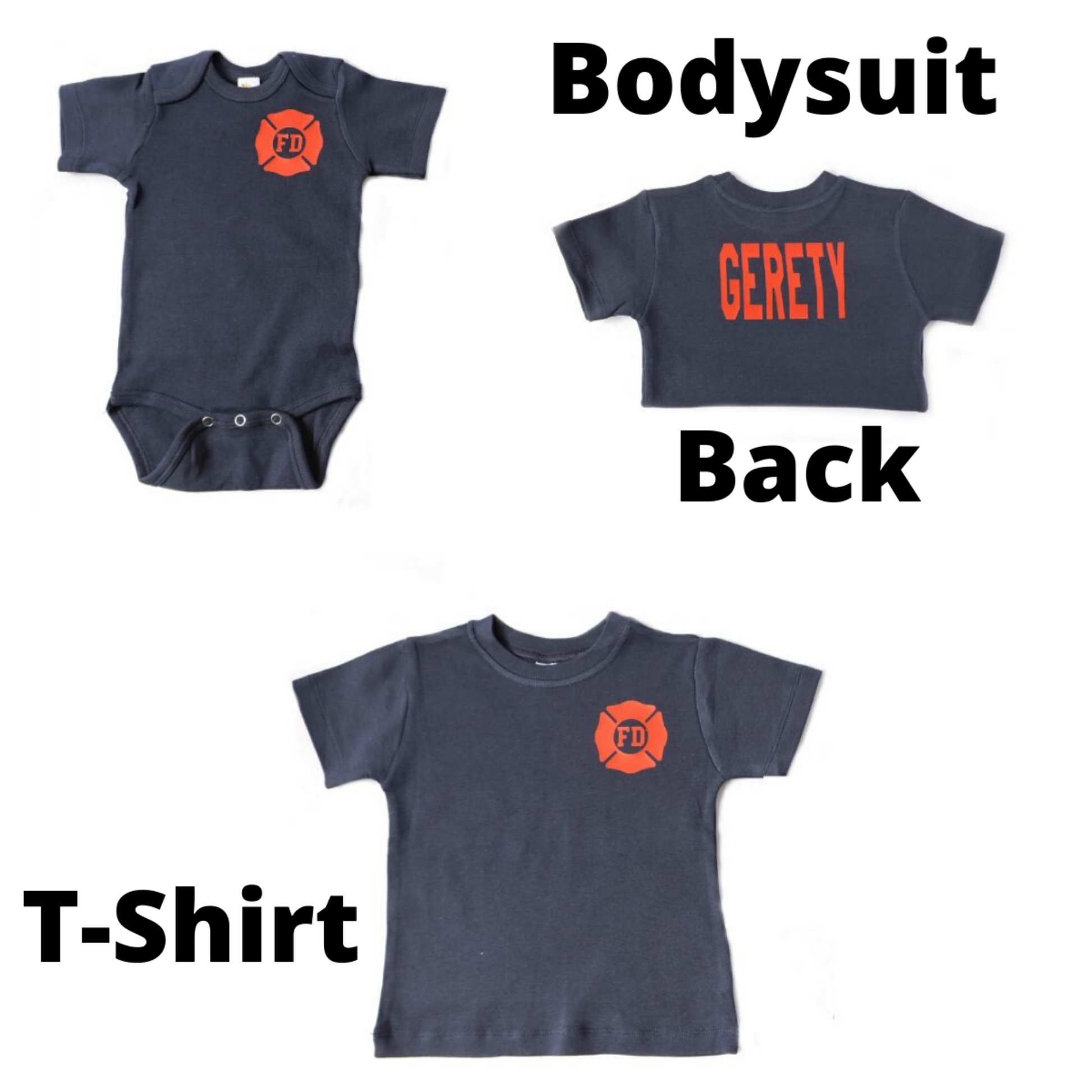 Blue Firefighter style baby And Toddler shirts
