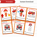 Printable Firefighter Valentine Set 2