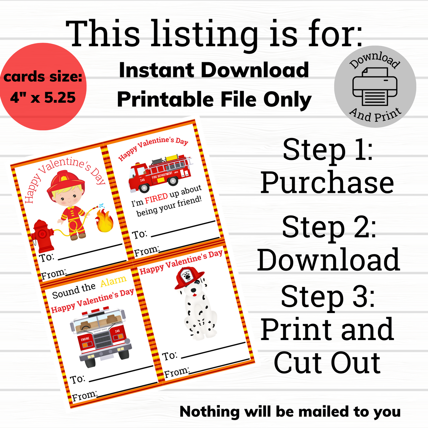 how to order Printable Firefighter Valentine Set 2