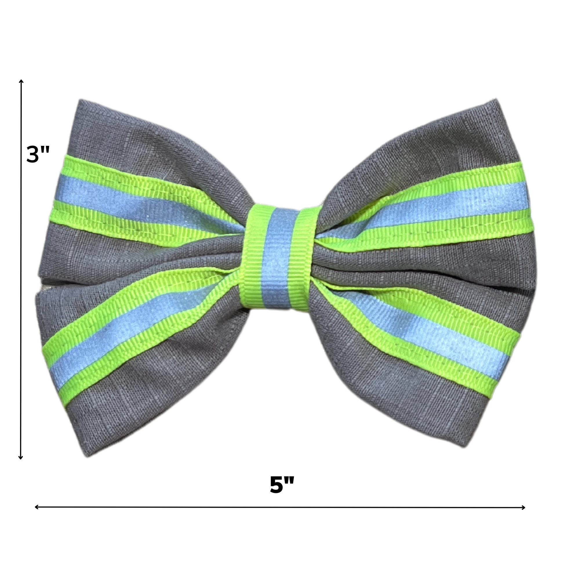 Firefighter Hair Bow size. 5 inches across and 3 inches tall