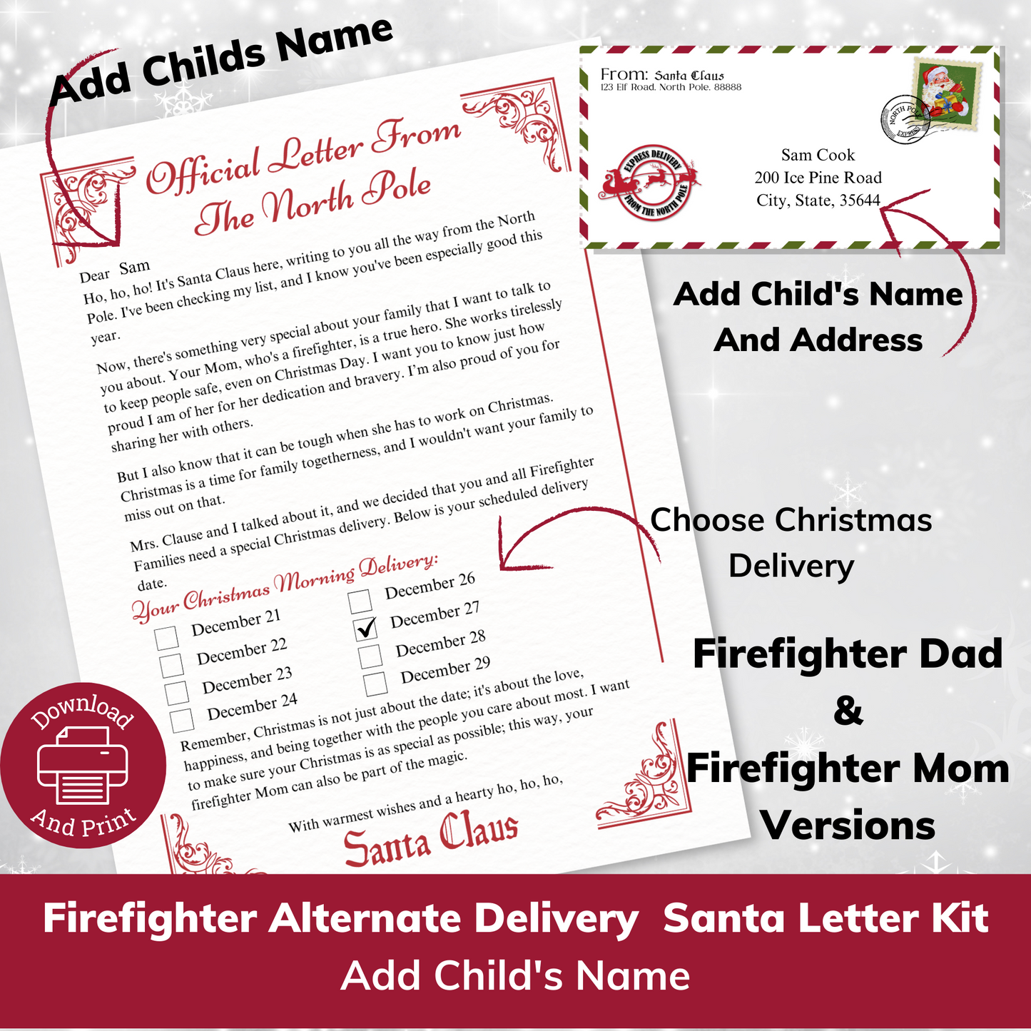 Santa's Special Message for Firefighter Families - Alternative Christmas Delivery Letter