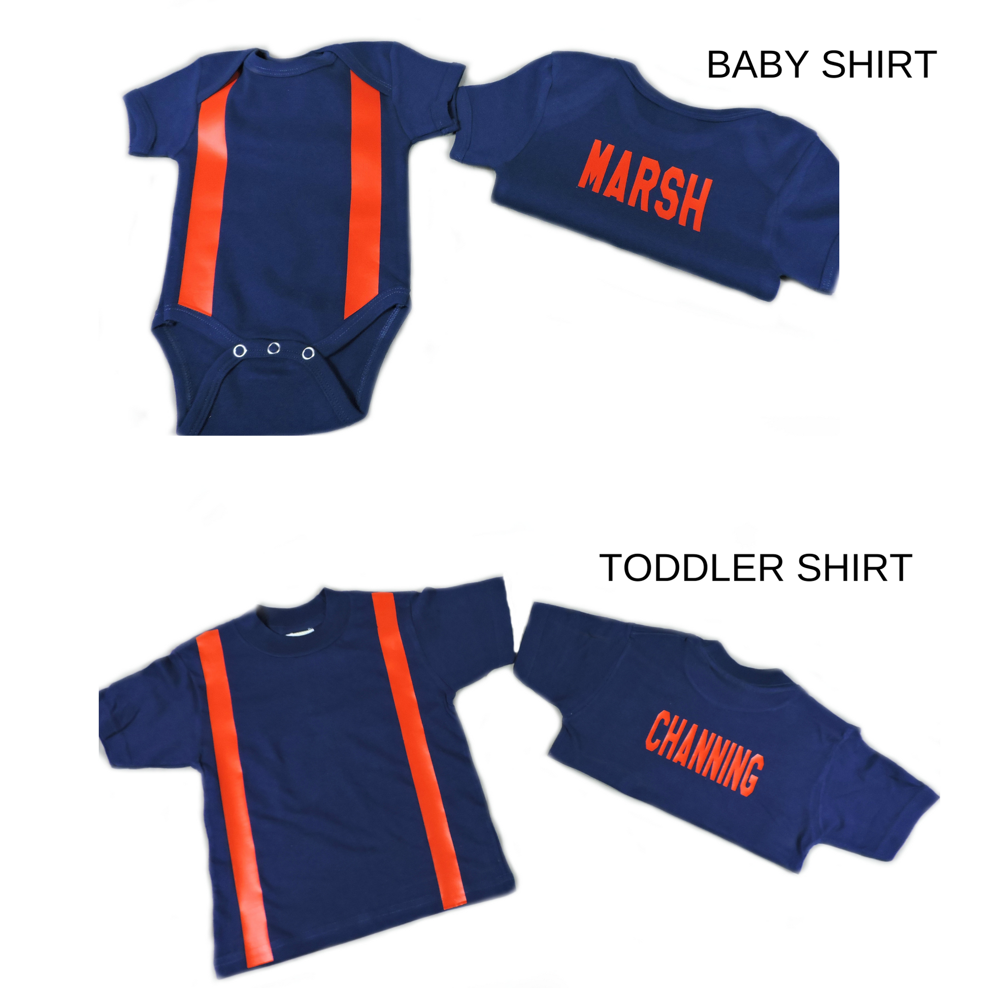 Blue With Suspenders Firefighter style baby And Toddler shirts
