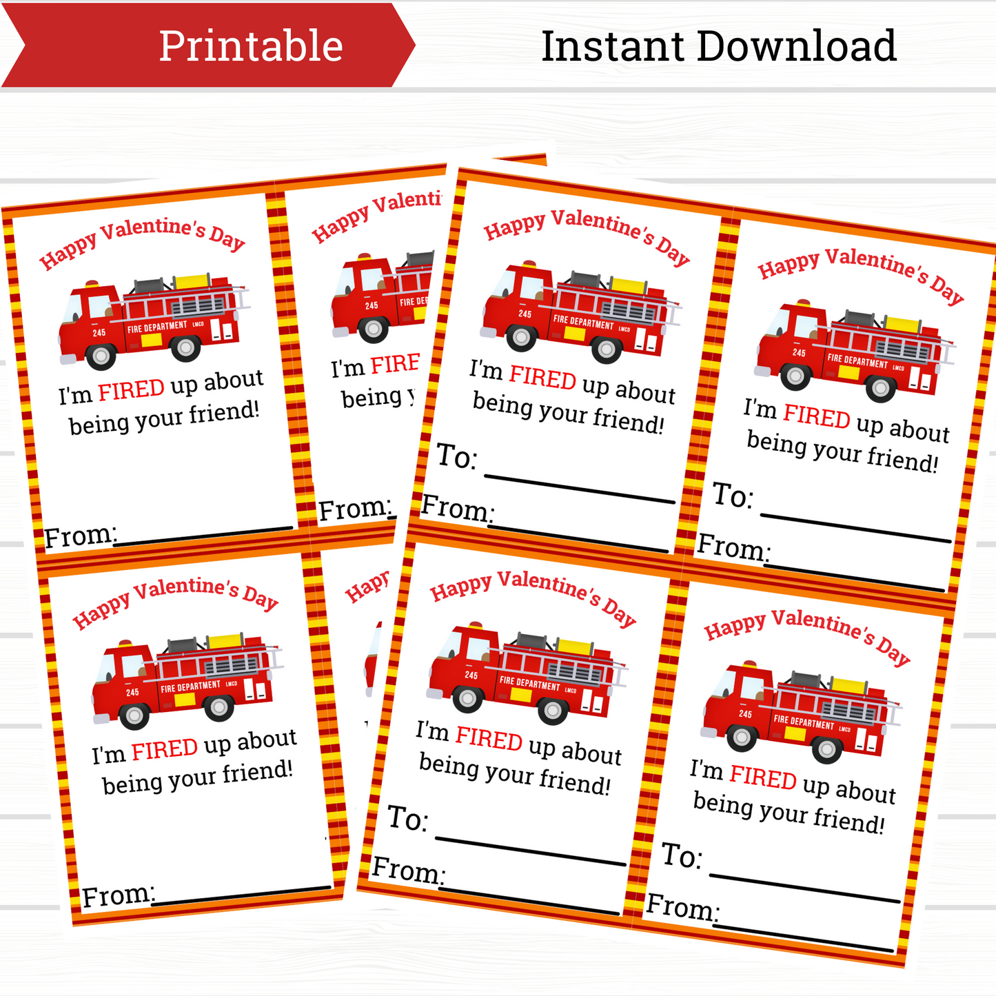 Free Fire Truck Valentine Printables Free Fire Truck Valentine Printables