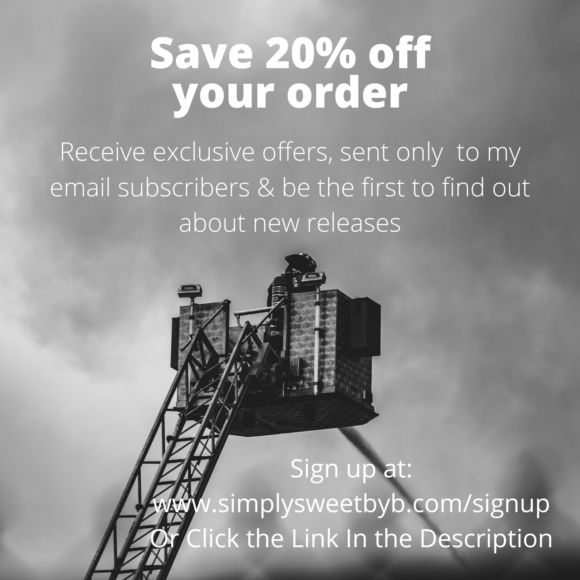 save 20% off your order by signing up for my email list. llink on the top of the screen 