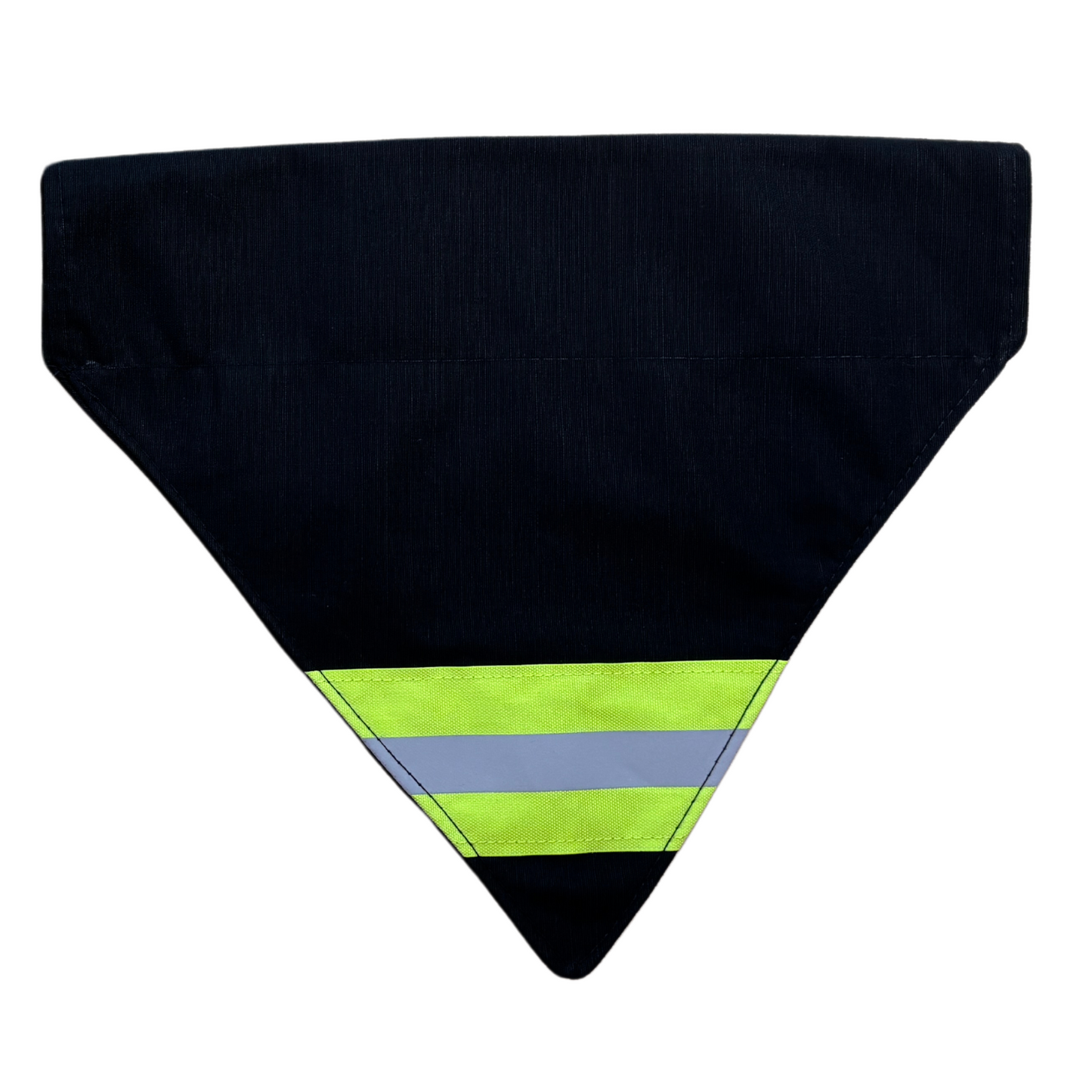 black fabric and neon yellow reflective tape firefighter dog bandana 