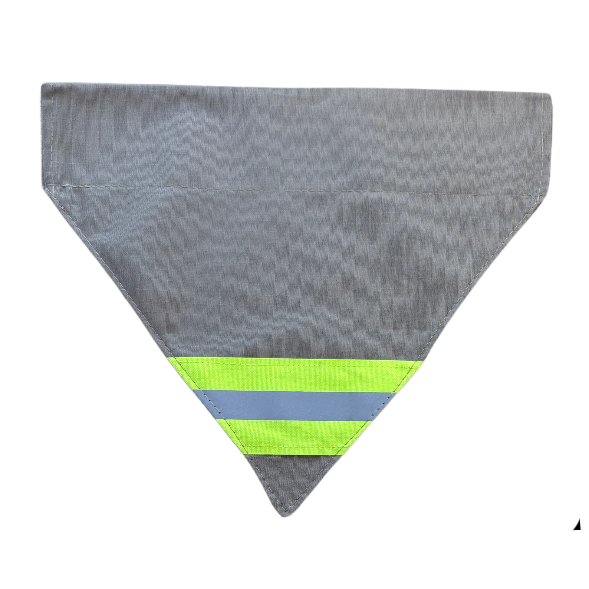 tan fabric and neon yellow reflective tape firefighter dog bandana