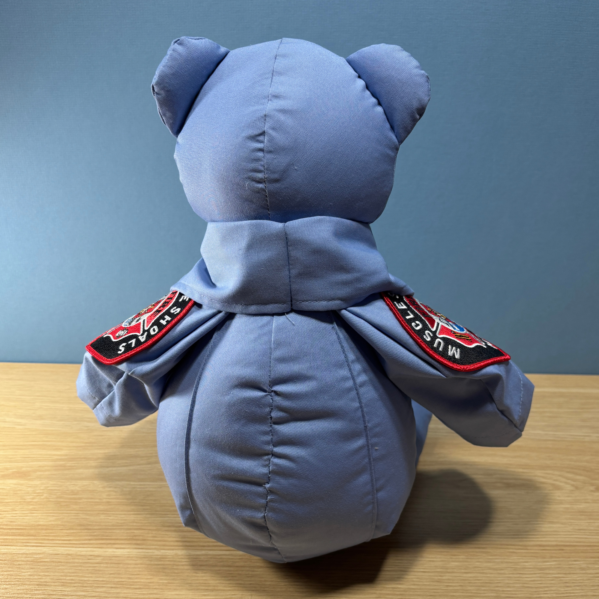 back view of the firefighter memory bear 