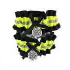 Firefighter Wedding Garter set  Black fabric neon yellow reflective tape