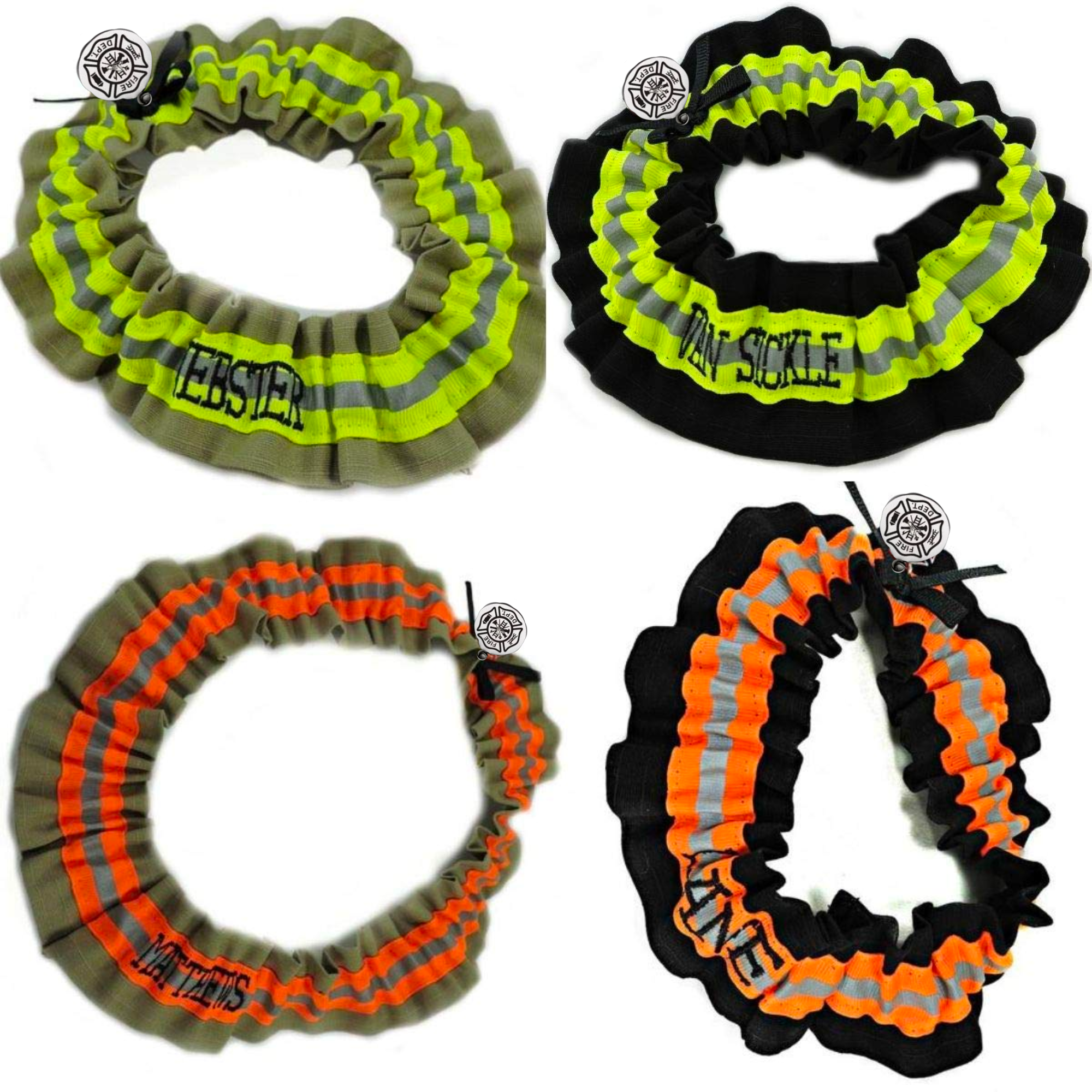 Firefighter wedding garter styles with a name on the back