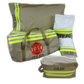 Set includes Duffle bag, pillowcase, bath and hand towels and a toiletry bag