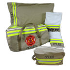 Set includes Duffle bag, pillowcase, bath and hand towels and a toiletry bag