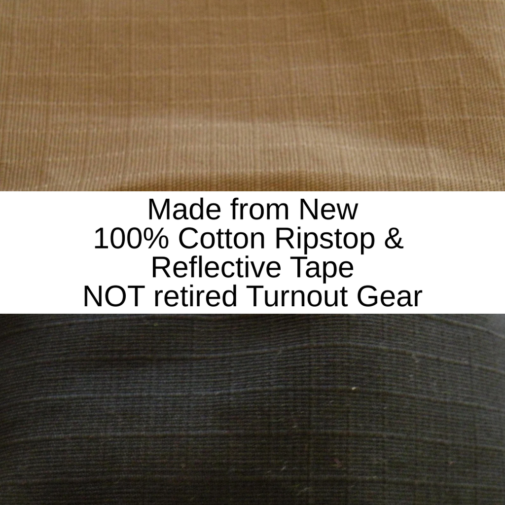 all items are made with 100% cotton Ripstop that is new and new reflective tape. Not retired Turnout gear