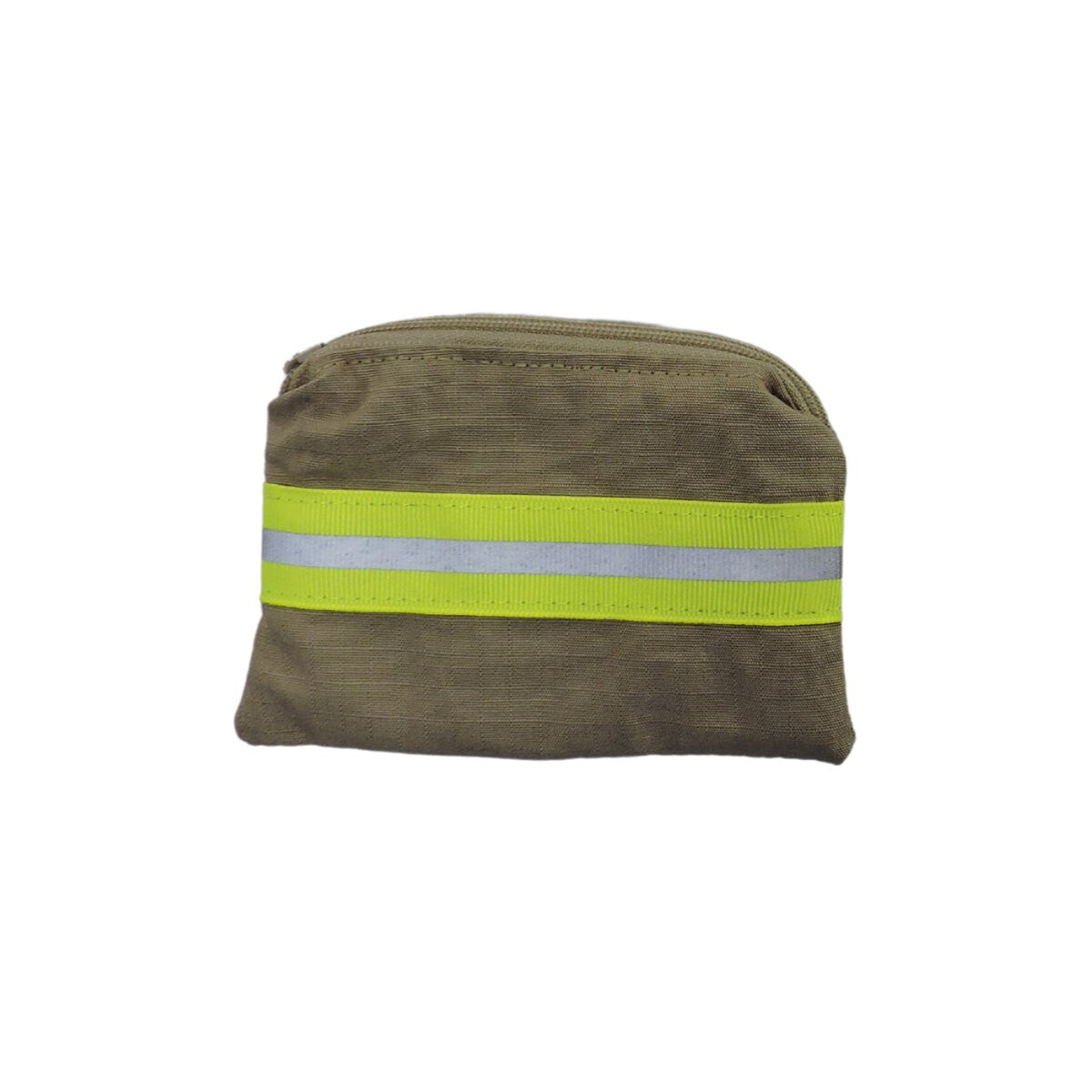 tan fabric and neon yellow reflective tape Firefighter Change purse