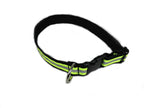 Black fabric with neon yellow reflective tape with a plastic buckle Firefighter Dog Collar