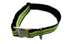 black fabric neon yellow reflective tape Firefighter Dog Collar with metal buckle 