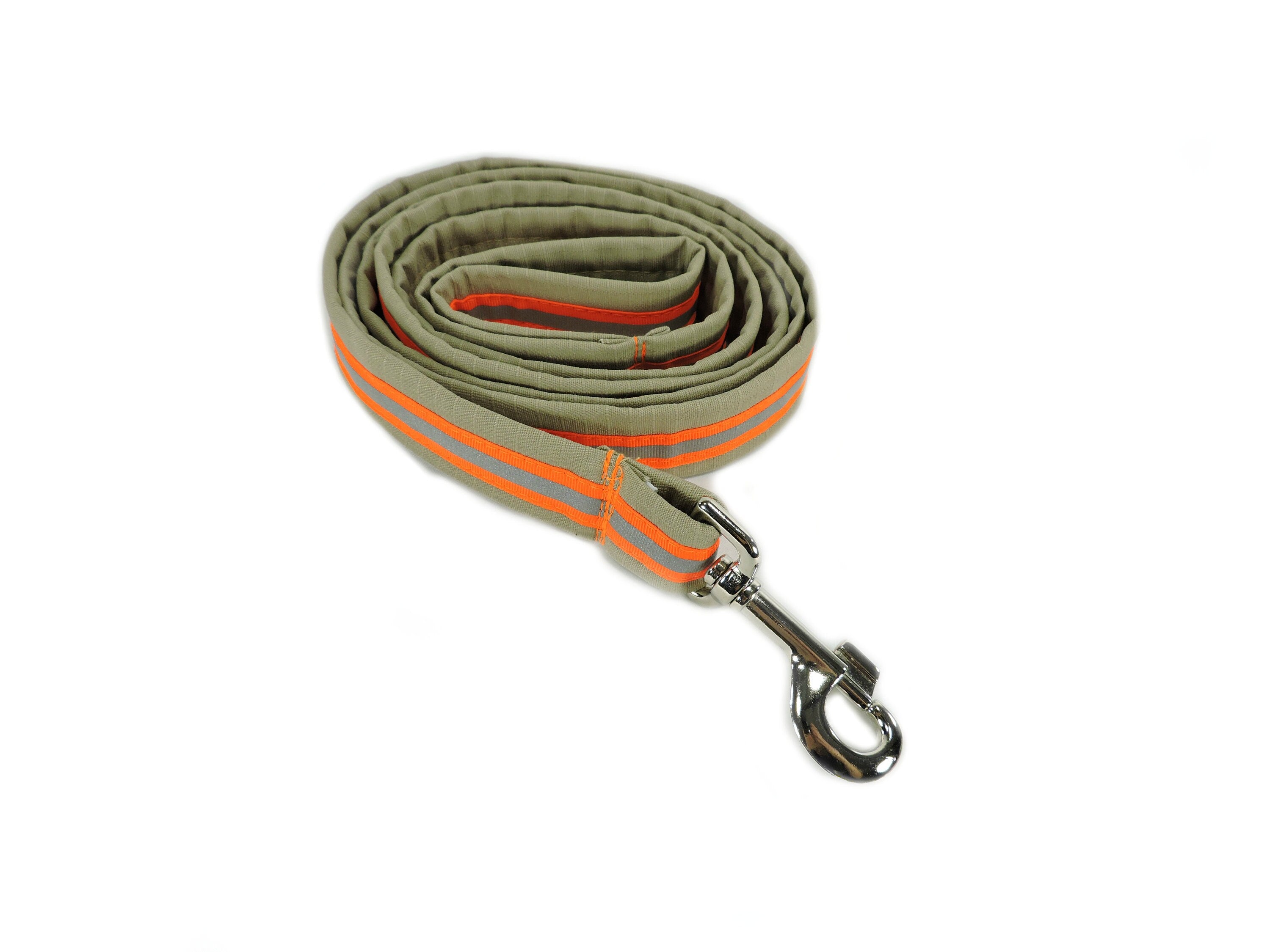 Tan fabric neon orange reflective  tape Firefighter Dog Leash