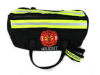 black fabric with neon yellow reflective tape Firefighter Duffel bag and wallet