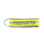 tan fabric firefighter keychain