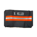 black with orange reflective tape firefighter toiletry bag with a name added 