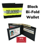 black bi-fold wallet with RFID