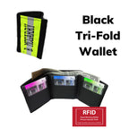 Black Tri-fold wallet with RFID