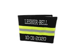 Black Fabric and Neon Yellow Reflective Tape Firefighter Wedding Guestbook with a name and wedding date added