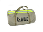 tan fabric with neon yellow reflective tape Firefighter Duffle bag