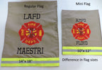 View of the two sizes of the garden flags mini and regular