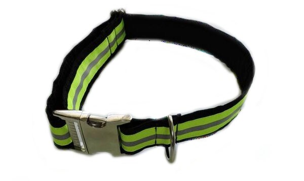 black fabric Firefighter Dog Collar with metal clasp 