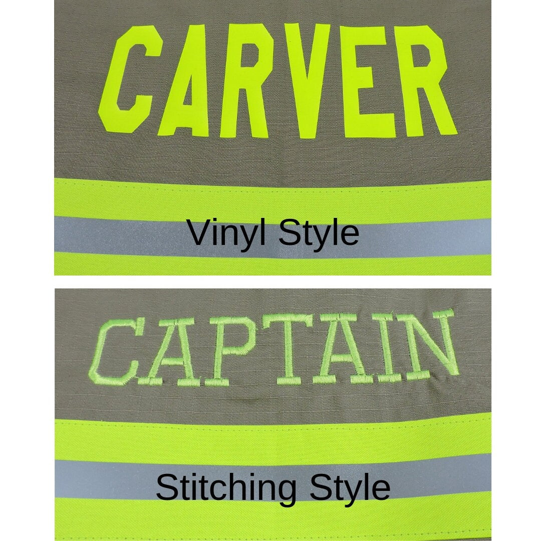 name styles  vinyl or embroider stitching 