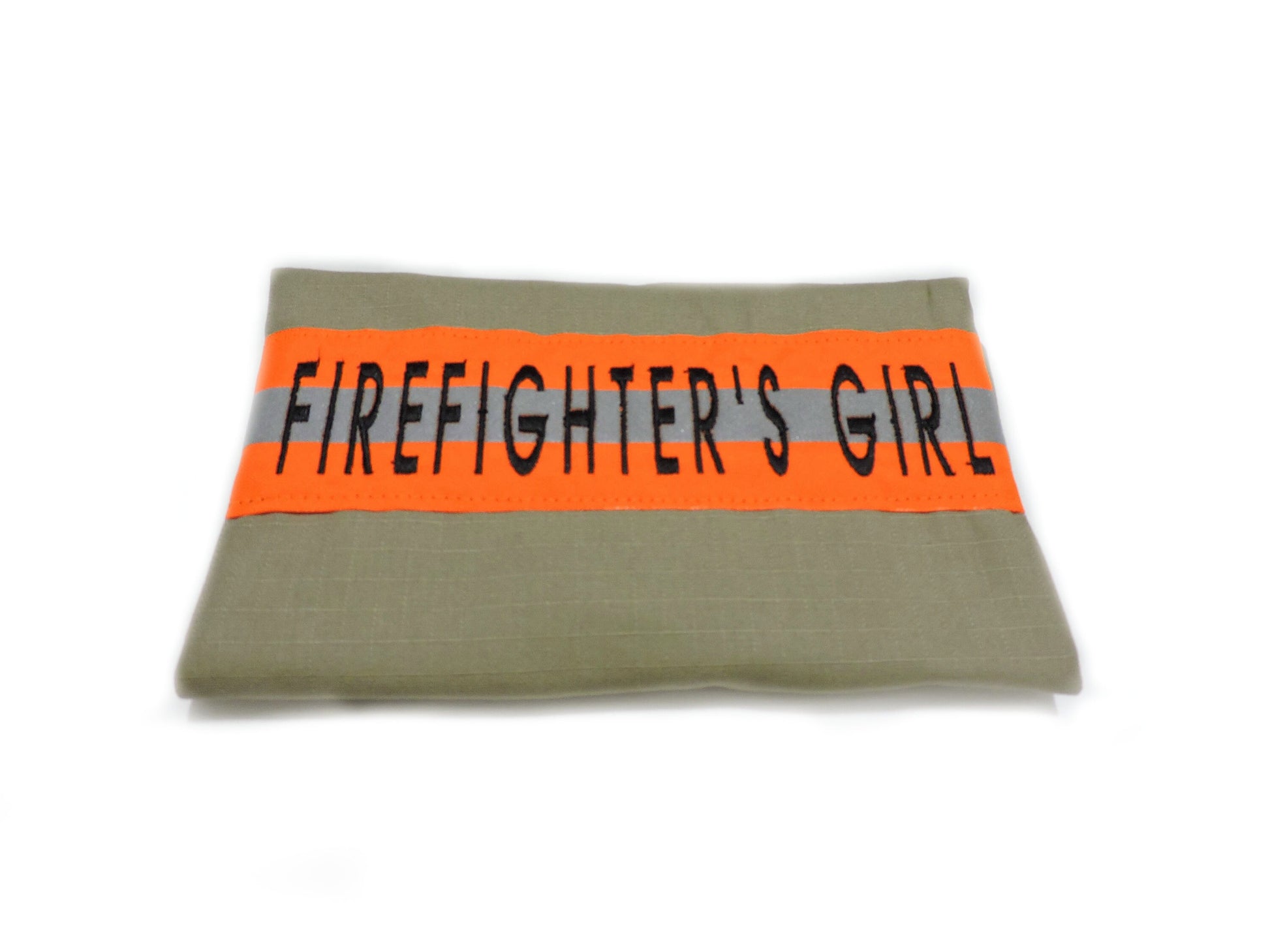 Tan Fabric Neon Orange Reflective Tape Firefighter Wife women's Wallet