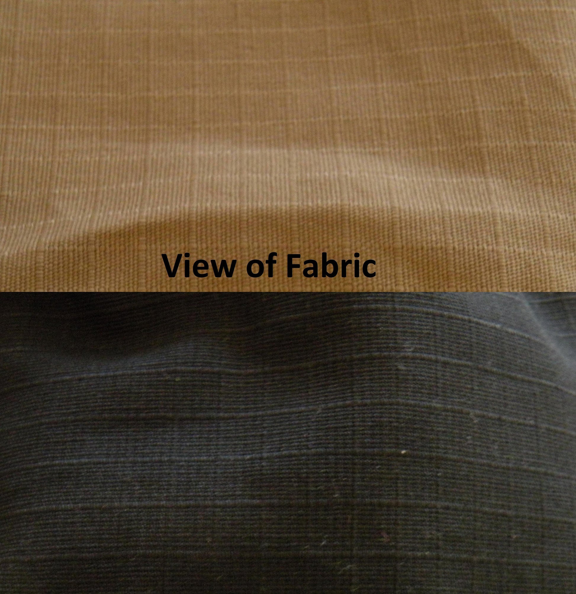 view of tan and black fabric 100% cotton ripstop material