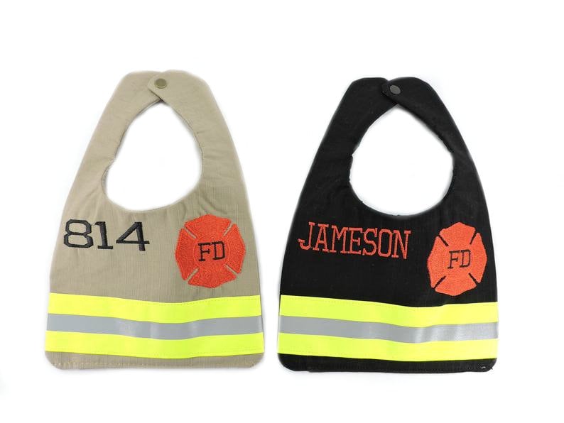 Firefighter Baby Bib with name