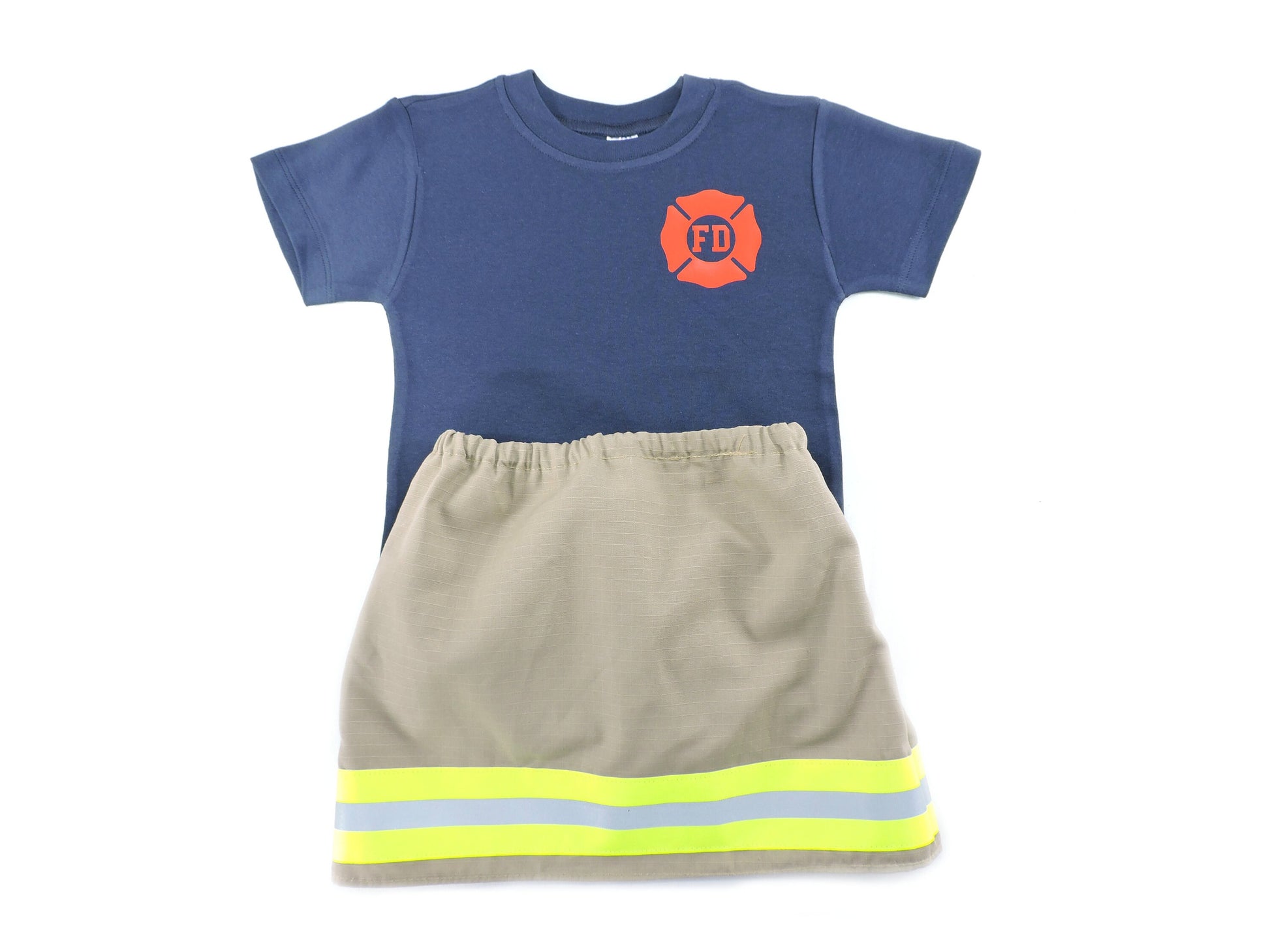 tan fabric firefighter toddler girl outfit