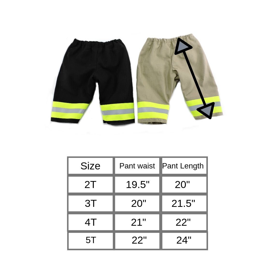 size chart for firefighter  toddler pants