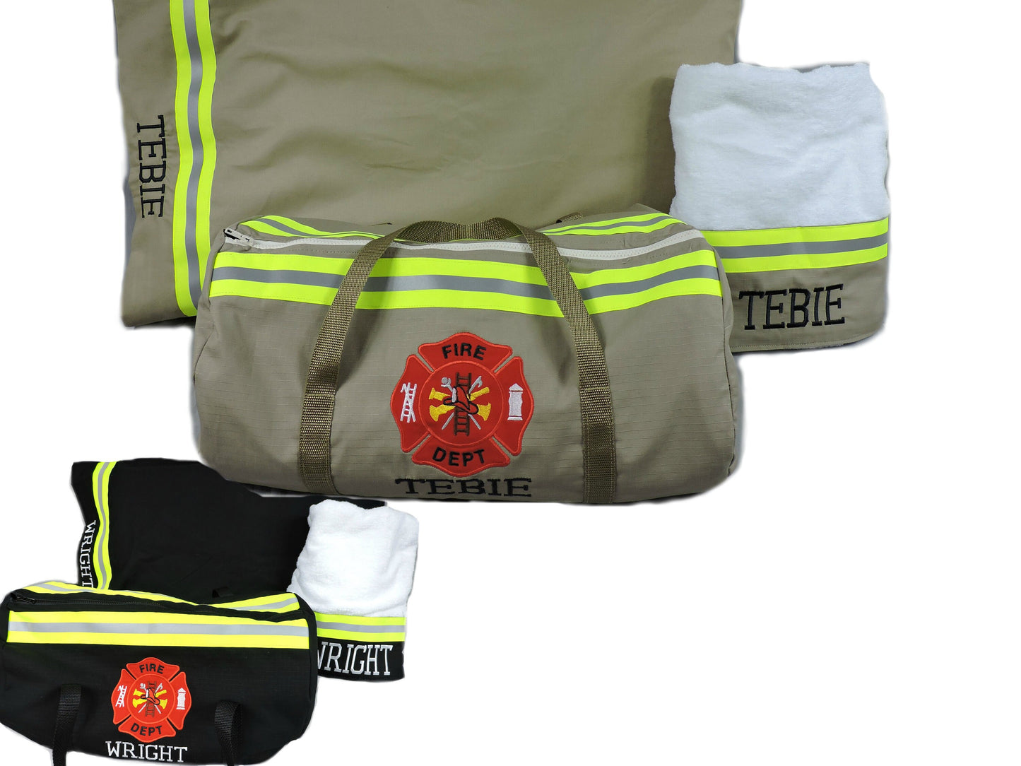 Firefighter Duffel bag, pillowcase and bath towel gift set