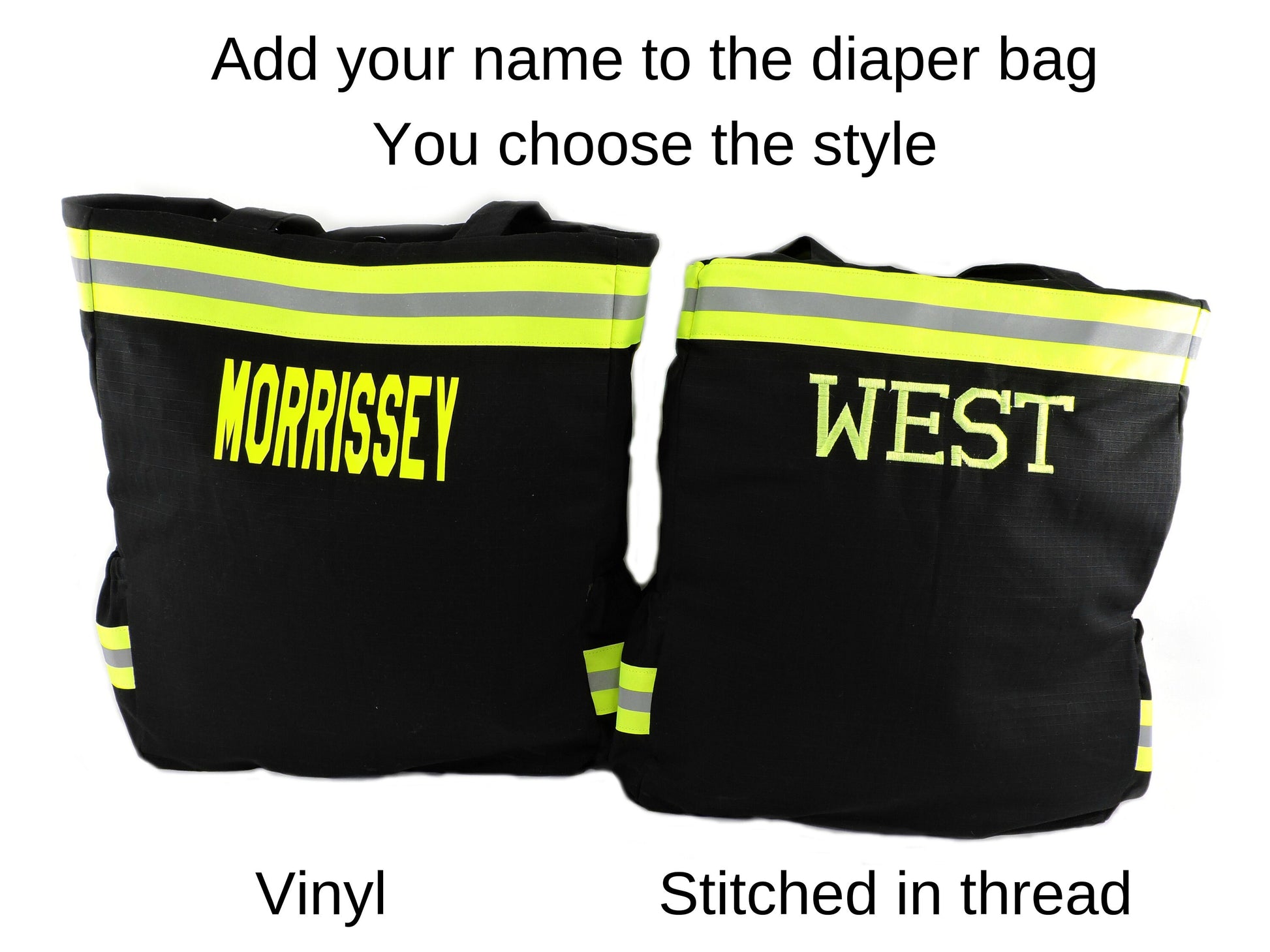 name styles of firefighter diaper bag