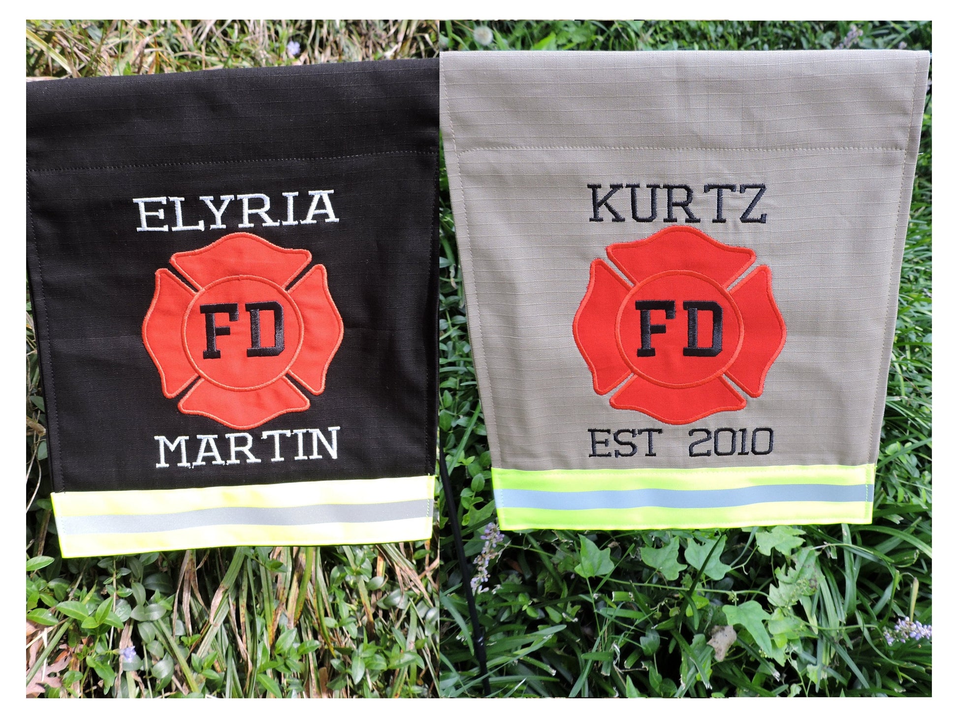 firefighter fd garden flag with two names