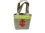 Tan Fabric Neon Yellow Reflective Tape Firefighter Wife Purse and Wallet Set